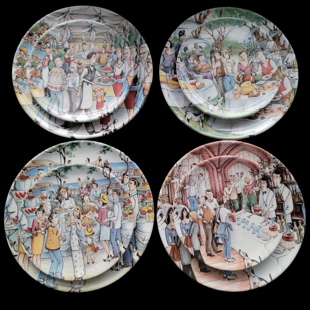 Brunelli Plates Vintage set of 8 plates made in Italy
